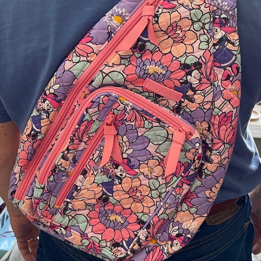 Vera Bradley Disney Minnie Mouse Garden Party Sling Backpack